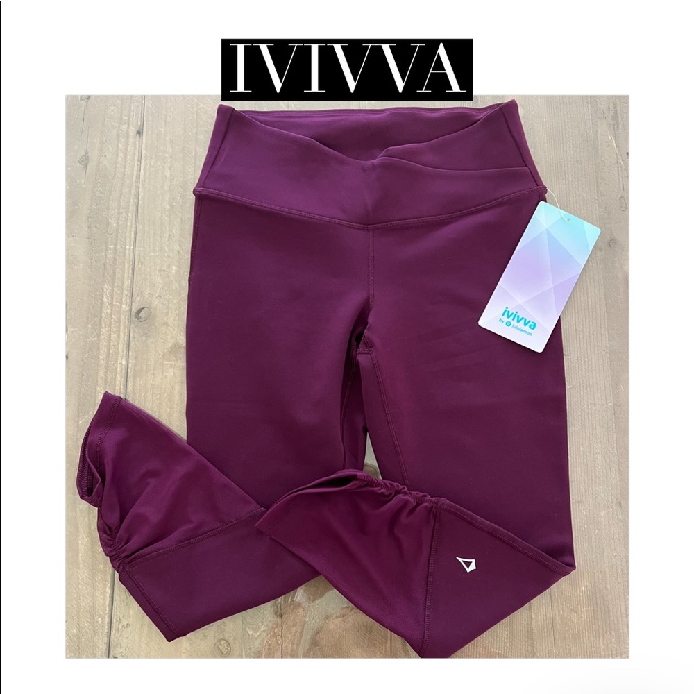 Ivivva Crop Leggings, Maroon, Size 12, NWT
